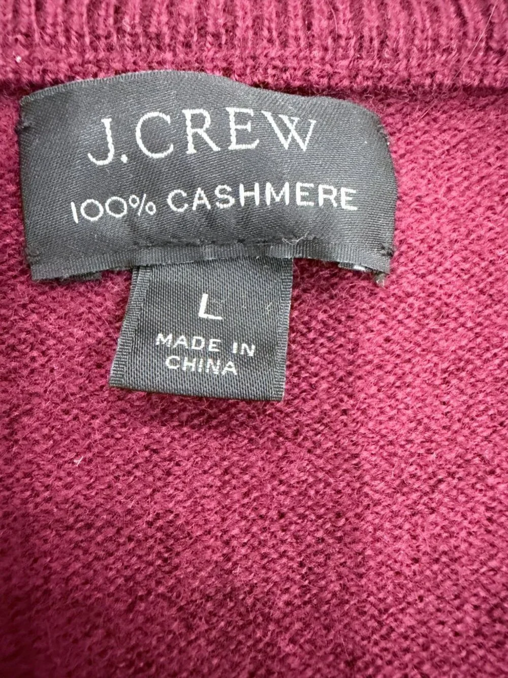 J.Crew 100% Cashmere V-Neck Sweater Large Berry Red Burgundy Soft Luxury Knit